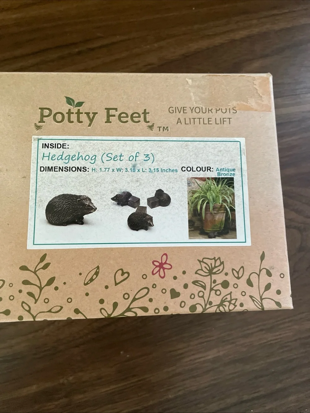 Hedgehog Set Potty Feet (Antique Bronze) - Set of 3